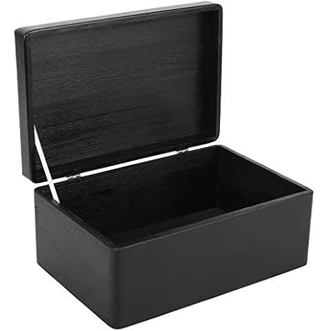 Creative Deco Große Schwarze Holzkiste mit Deckel | 30 x 20 x 14 cm (+/- 1 cm) | Weihnachten Kiste | Holzbox Erinnerungsbox Baby Aufbewahrungsbox Spielzeugkiste Kasten | Ideal für Hochzeit, Geburtstag Cover