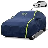FABTEC Waterproof Car Body Cover for Maruti Dzire (2012-2016) Outdoor/Indoor All Weather Protection with Mirror & Antenna Pocket Triple Stitched (Premium Navy Blue with Neon Piping)