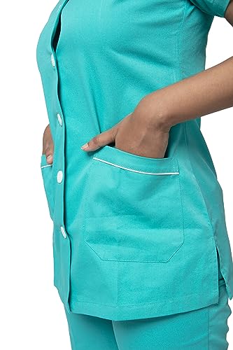 Image of UNIFORM CRAFT - Polyester Cotton Twill Nurse Uniforms - Ideal for Nurse Uniforms for Women | Clinic Uniforms | Scrub Suit for Nurses | Hospital Uniform, NT11 Light Teal XL