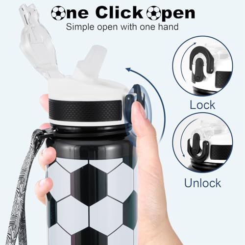 Image of EYQ QuickSpout Water Bottle with Time Marker and Carry Strap, 32 oz, BPA-Free, Non-Toxic, Leak-Proof