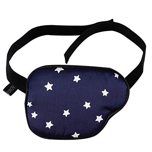 eZAKKA Eye Patches for Adults, Lazy Eye Patch Eyepatch for Amblyopia Strabismus with Buckle, Navy with White Star (Right)