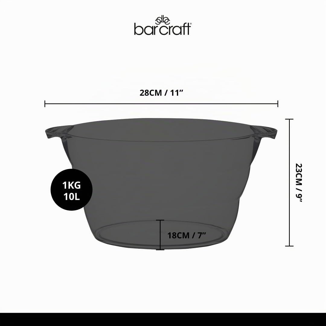 BarCraft Getränkekühler 10L, Großer Bierkühler für BBQ, Party Kühlbehälter für Bier, Wein, Champagner und Sekt, Großer Eiseimer, Transparent Acrylglas, Durchmesser 47 cm