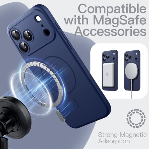 Image of JETech Magnetic Silicone Case for iPhone 17 Pro Max, Dark Blue