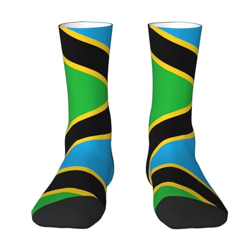 Chaussettes drapeau de la Tanzanie unisexes – chaussettes mi-mollet respirantes et chaudes, design fantaisie pour adultes