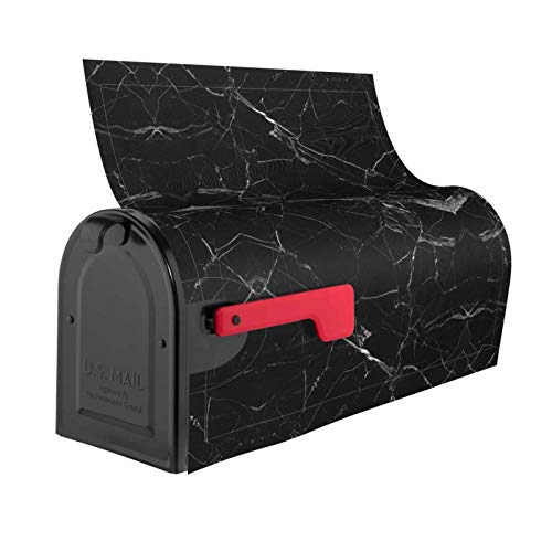 Image of Dujiea Black Marble Mailbox Wrap - Waterproof Magnetic Post Box Cover - Large Size 25.5 inchL x 21 inchW - Garden Yard Outside Farmhouse Home Decor