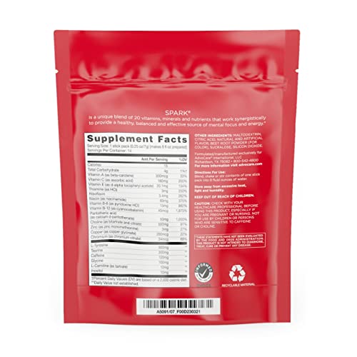 Advocare Spark Vitamin & Amino Acid Supplement - Focus And Energy Drink Mix - Cherry - 14 Pack #TOP1