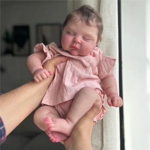 iCradle Lovely Real Look Reborn Baby Doll Girl 20inch 50cm Vinyl Silicone Baby Doll Cloth Body Realistic Newborn Doll Gift Toy for Ages 3+ (Pink Outfit Sleeping Doll) by iCradle - Used condition - Image 3