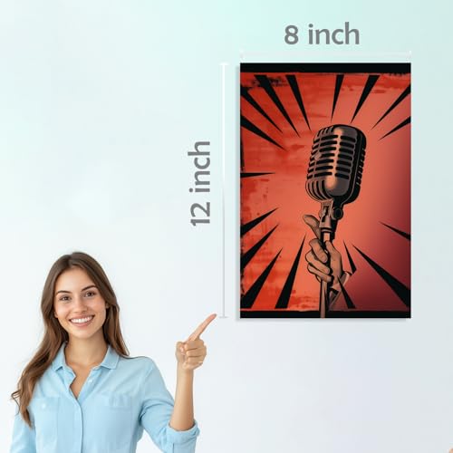 Image of SiddArtify Retro Music Art Print Set - Vintage Microphones and Radios - 300GSM Board - 8x12 Inch - Pack of 6 Wall Room Decoration art Poster Prints