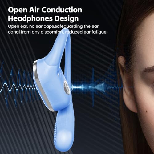 Image of Open Ear Wireless Earbuds Bluetooth Headphones, 80H Playtime Stereo Ear Buds with ENC Noise Cancelling, Fast Charging, IPX7 Waterproof Sports Earphones with Earhook for Running /Workouts (Purple Blue)