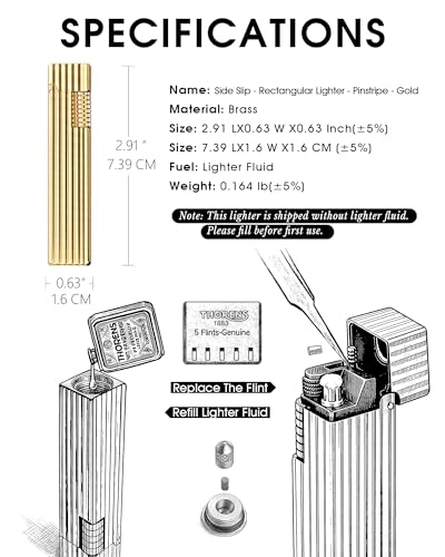 Encendedor Rectangular Recargable Vintage de Latón miniatura 6