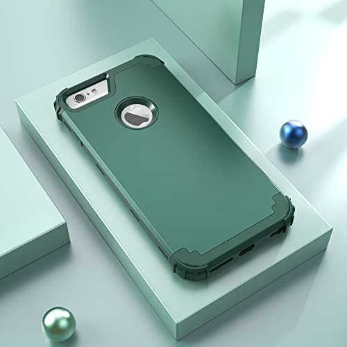 IDweel for iPhone 6S/6 Plus Case with Screen Protector,Graphite Green/Green | Hybrid 3 in 1 Heavy Duty Protection, Shock Absorption Hard PC & Soft Silicone Bumper, Full Body Protective Case Women Girls - image 3