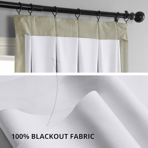 Image of HPD Half Price Drapes Velvet Blackout Curtains /Drapes - 108 Inches Long 1 Panel Blackout Curtain Signature Pleated for Living Room & Bedroom - 25W X 108L, Cool Beige