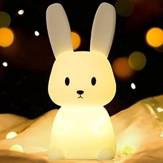 CIUJOY Bunny Night Light for Kids,7 Color Changing Night Light LED Portable Touch Lamp for Kids Children Nursery Rechargeable Silicone Bunny Cute Lamp Birthday Gift