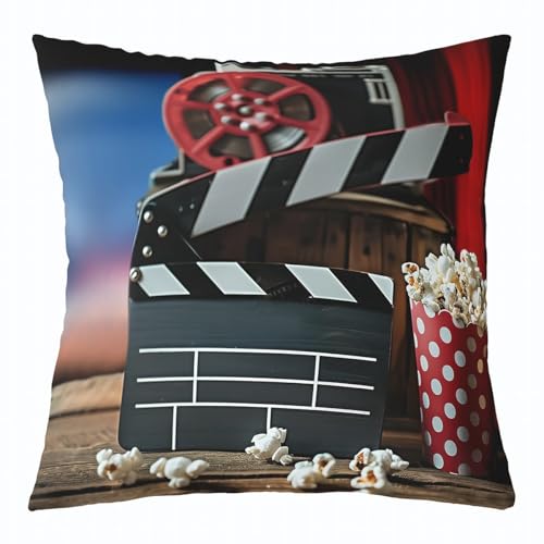 Movie Theme Throw Pillow Covers 18x18 set of 4 Cinema