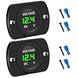 Linkstyle 2PCS DC 8-26V Battery Voltage Gauge, 12V Digital Voltage Meter, Panel Mount Voltmeter for Car Motorcycle Truck RV