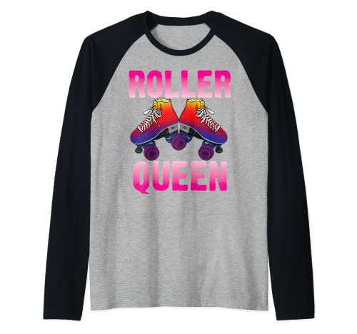 Roller Queen Retro 70s 80s Patinador Patinador Niñas Niños Camiseta Manga Raglan