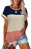 Hochwertige Damen T-Shirts -Das Kurzarm tshirt damen besteht aus 80% Baumwolle, 15% Polyester und 5% Elasthan. Dieser Stoff findet die beste Balance zwischen Weichheit, Komfort und Zähigkeit. Nicht nur einen Sommer tragen !!