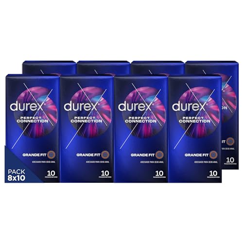 Durex Preservativos Perfect Connection, Adecuado Para Sexo Anal, 10 condones [Pack 8 Unidades]