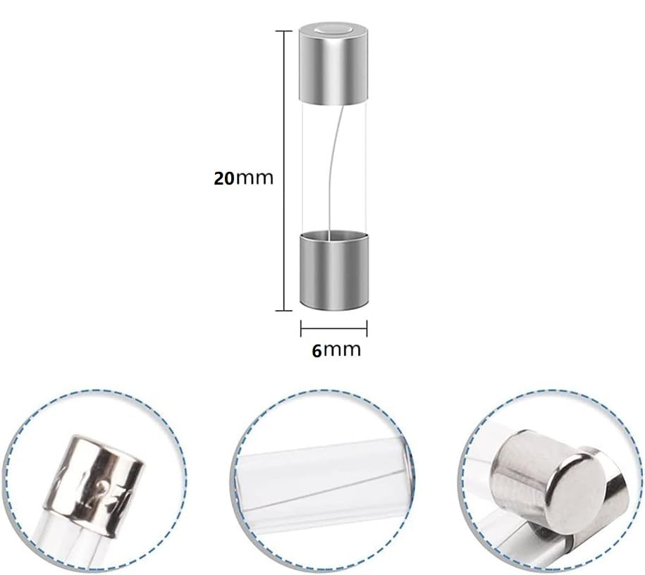 5A 250V 20 Pcs 5x20mm slow blow glass fuse 5A 250V time delay fuse, Volt Cartridge Tube Time Delay Fuse - Image 2