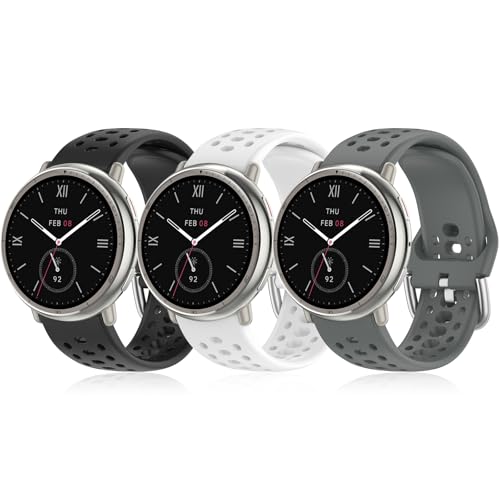 DHWGang 3 Piezas Correas Compatible con Amazfit Active2/Active/GTS4/GTS3/GTS2 Pulseras Reloj, Pulseras de Silicona, Transpirables, Suaves y Cómodas, Recambio Deportivo para Hombre y Mujer