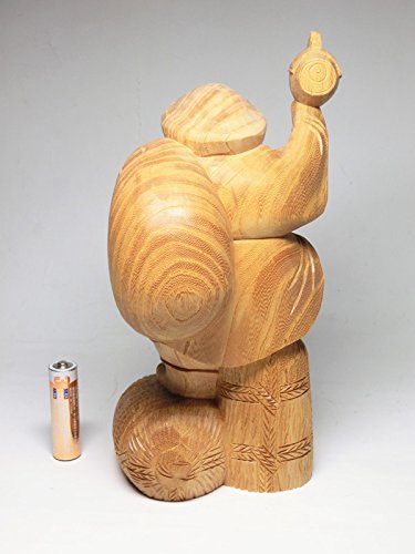 Amazon | 天然欅木彫り（ケヤキ）三俵 大黒天像 (高さ約21cm）＜仏像