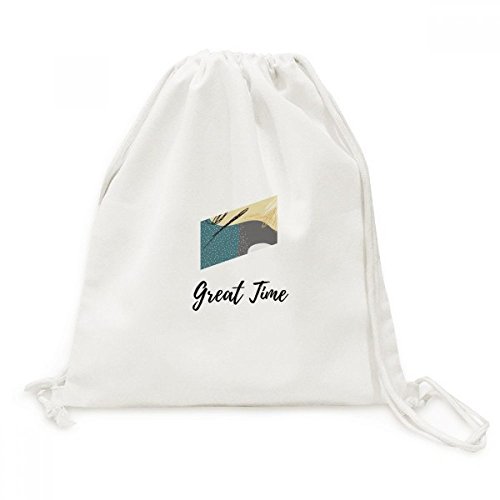 Toile drawstring backpack art abstrait sac à dos à cordon de voyage motif plante