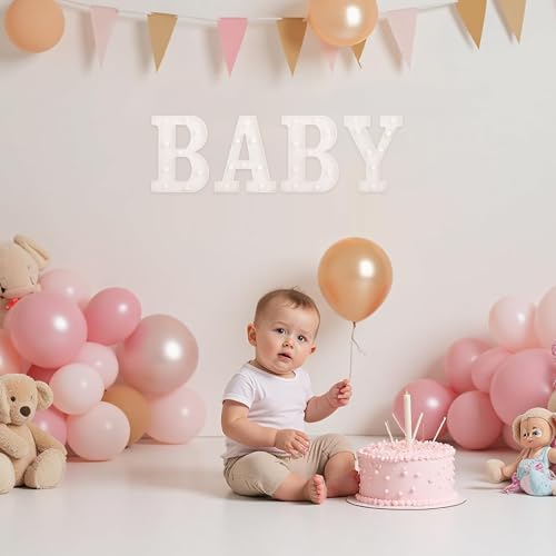 Image of BABY Marquee Letter Lights, LED Light Up Letters for Baby Shower | Baby LED Light Sign, Battery Powered Lighted Letters for Party Table Centerpieces, Home Bedroom Nursery Wall Decor