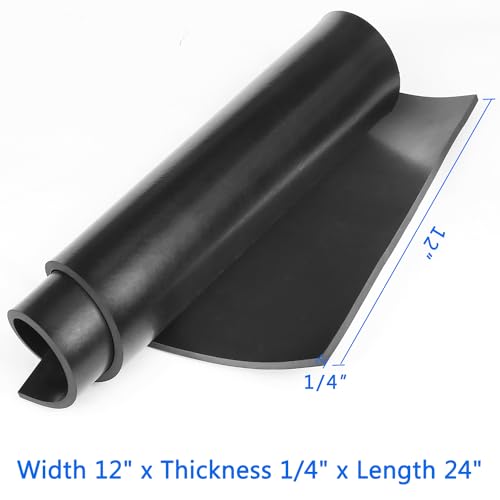 Image of WochiTV Solid Rubber Strips Rolls, 12 inch Wide x 1 /4 inch Thick x 24 inch Long Neoprene Rubber Sheets Perfect for DIY Gasket Material, Sealing, Liner, Shield, Padding, Mat