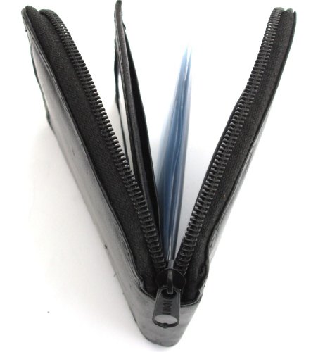 Dangerous Threads Mens Black Leather Wallet Lamb Zippered Bifold 7824