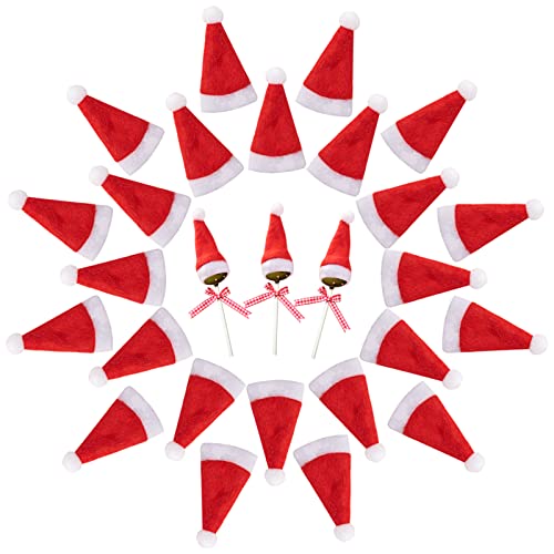 120 Stück Mini-Weihnachtsmannmützen - Weihnachtsmannhut zum Basteln - Mini-Weihnachtsmannhut für Weihnachten, Besteckhalter, Tischdekoration Cover