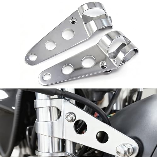Image of ANKIA Universal 33mm-43mm Metal Motorcycle Modified Headlight Mount Brackets Clamp Fork Ear for Motorcycle Chopper Cafe Racer (Silver)