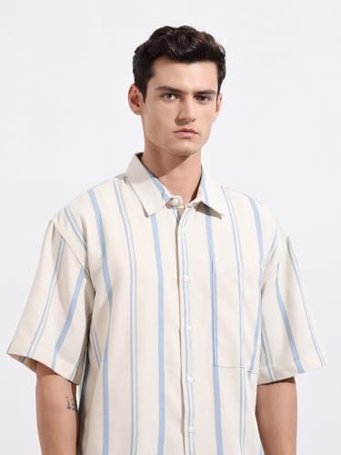 Image of THE INDIAN GARAGE CO Men Boxy Fit Textured Resort Shirt