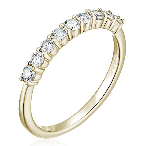 1/5 cttw to 3/4 cttw Round Diamond Wedding Band for Women 14K Gold 9 Stones Prong Set, Size 4.5-102