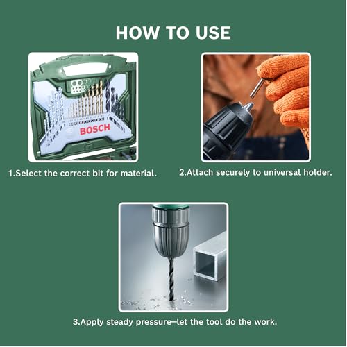 Bosch 50-Pieces X-Line Titanium Drill and Screwdriver Bit Set (for Wood, Masonry and Metal, Accessories Drills)