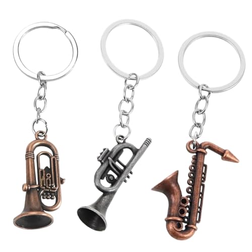 Porte-clés Saxophone Miniature en Métal,3 Pièces Porte-clés Instrument de Musique pour Musiciens Cadeau,pour Saxophoniste Amateur de Jazz Idée Cadeau...