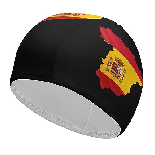 Gorro de natación con mapa de la bandera de España para mujeres y hombres, gorro de natación de pelo largo para natación