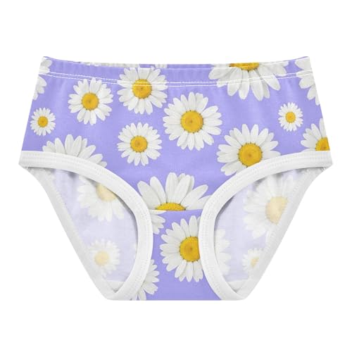 White Daisies Yellow Purple Girls Underwear Toddlers 2t Cotton Panties for Girl Print Underpants Briefs