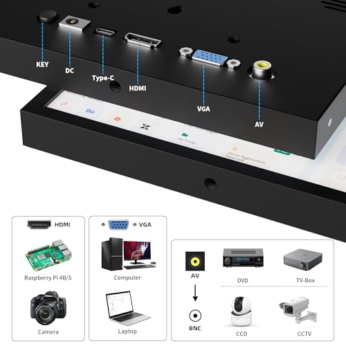 Mini Monitor 7 Zoll HDMI, VGA, AV, BNC, 1024 × 600 Kleiner IPS-Bildschirm mit eingebauten Lautsprechern, 178° Betrachtungswinkel LCD tragbarer Monitor für PC/TV/DVD/CVBS (Non-Touch) - Monitor - Immagine 4