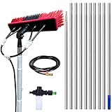 Cepillo de limpieza alimentado por agua de 9,1 m con dispensador de jabón y ángulo ajustable, perfecto para paneles solares, techos y coches