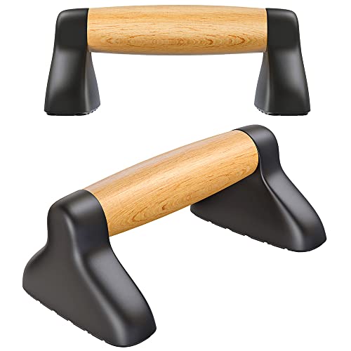 Push Up Bars, Wooden Push Up Handles For Floor, Sturdy Pushup Stands For Men & Women Home Gym Strength Training Equipment Fitness, Wood Pushup Bar Handle Grip, 2 Pack #TOP6