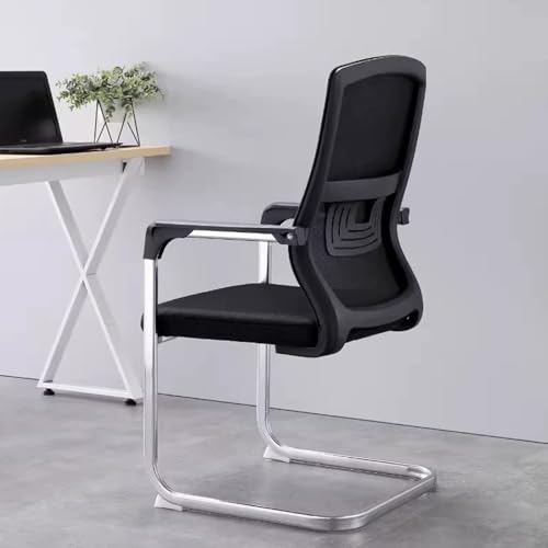 CYQQRDZSW Silla Oficina para Conferencias, Respaldo de Malla Transpirable, Cómoda Silla de Conferencia Sedentaria, Asiento Elástico Alto, Ideal para Estudio y Uso Doméstico(Black)