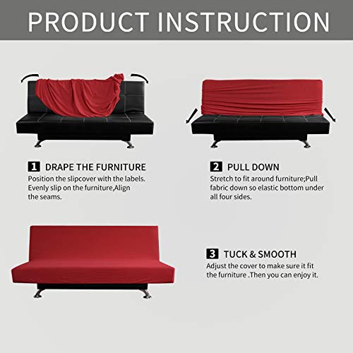 Image of Easy-Going Stretch Large Futon Slipcover Armless Futon Cover Christmas Red