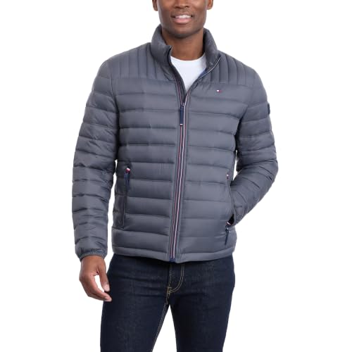 Image of Tommy Hilfiger Mens Embroidered Logo Puffer Jacket