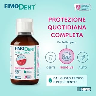 Fimodent Collutorio Antiplacca Quotidiano - Clorexidina 0,05% e Fluoro - Prevenzione Completa Antiplacca, Gengive e Alito - Aroma Menta Briosa - 200mL