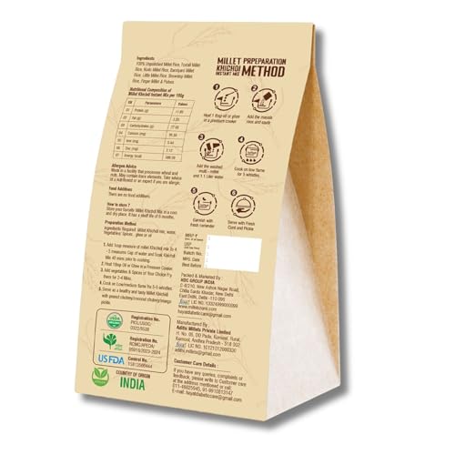 Image of SIRIDHANYA Millet Khichdi Instant Mix | Ready to Cook Millet Breakfast | High Fibre Savoury Mix | Tasty Homemade Style Khichdi in Minutes | Ideal for Busy Mornings & Light Meals (450g pack of 1)