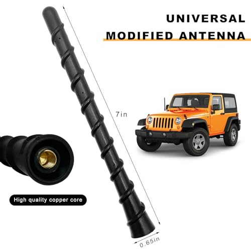 ZNDAW Car Spiral Antenna, 7 Inch Flexible Rubber Antenna Mast with Threaded Adapters, Waterproof Roof Mount Vehicle Antennae Replacement for Optimized FM/AM Reception, Car Accessories