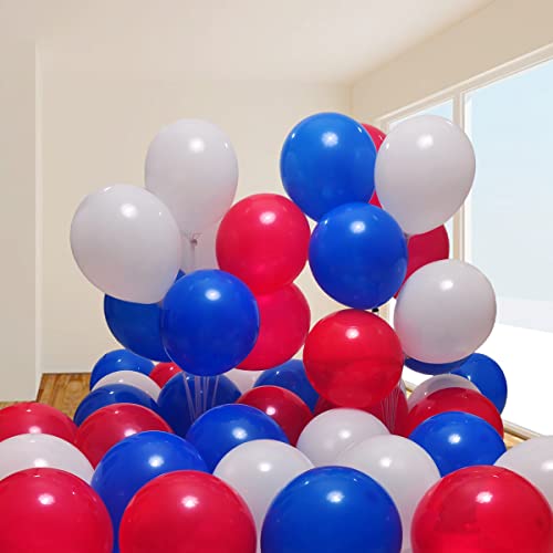 Image of 300 Pack Red White and Blue Balloons 100 of each of the 3 colors 12 inch Red White Blue Party Balloon Bulk for Various Party Events Decorations