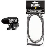 RØDE VideoMic Pro+ Premium On-camera Shotgun Microphone with High-pass Filter, High-frequency Boost, Pad & VC1 Stereo 3.5mm Extension Cable, Headphone
