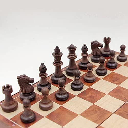 Qlisytpps Magnetic Travel Chess Set and Draughts Board Game 2 in 1 Chess & Checkers Game Set with Portable Folding Board chess pieces set Design for Kids and Adults(31.2CM x 31.2CM)