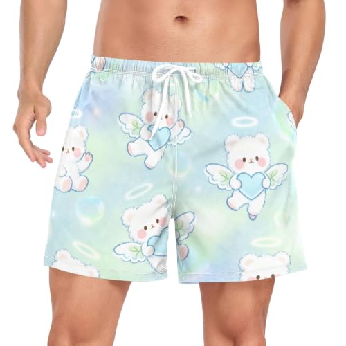 Bañador hombre secado rápido azul evita humedad con diseño de osos